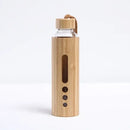 Bamboo shell glass water bottle kitchen sports drinkware with handle by Decorbites