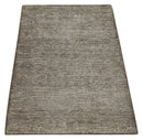 Bamboo Silk Area Rug 2x3 - Solid Brown Hand Knotted Low Pile