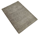 Bamboo Silk Area Rug 2x3 - Solid Brown Hand Knotted Low Pile