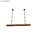 GobekUsa Bamboo Tube Island Lighting - Farmhouse Pendant Light with 4 Bulbs, Yellow and Brown, Rope Included