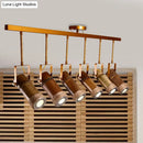 GobekUsa 3/6 Bulbs Bamboo Tube Island Pendant - Brown Iron Suspension Lighting with Hemp Rope
