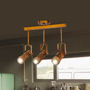 GobekUsa 3/6 Bulbs Bamboo Tube Island Pendant - Brown Iron Suspension Lighting with Hemp Rope