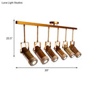 GobekUsa 3/6 Bulbs Bamboo Tube Island Pendant - Brown Iron Suspension Lighting with Hemp Rope