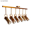GobekUsa 3/6 Bulbs Bamboo Tube Island Pendant - Brown Iron Suspension Lighting with Hemp Rope