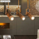 GobekUsa 3/6 Bulbs Bamboo Tube Island Pendant - Brown Iron Suspension Lighting with Hemp Rope