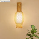 GobekUsa Bamboo Wall Sconce with Asian Style and Beige Oblong Shade - Hand Woven, 1-Bulb Wall Lamp