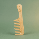 Bamboo Wide Tooth Comb with Handle | Flat Tips