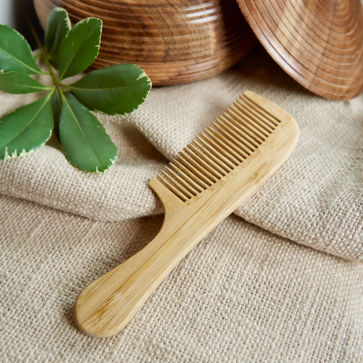 Bamboo Wide Tooth Comb with Handle | Pointed Tips, photo 2 of 6