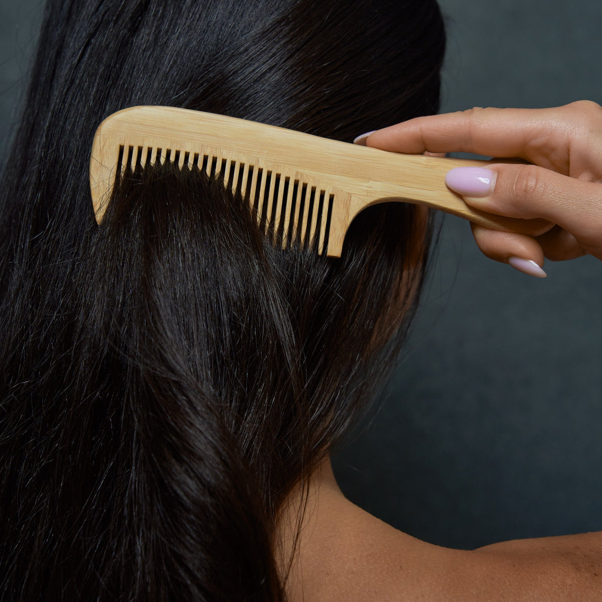 Bamboo Wide Tooth Comb with Handle | Pointed Tips, photo 3 of 6