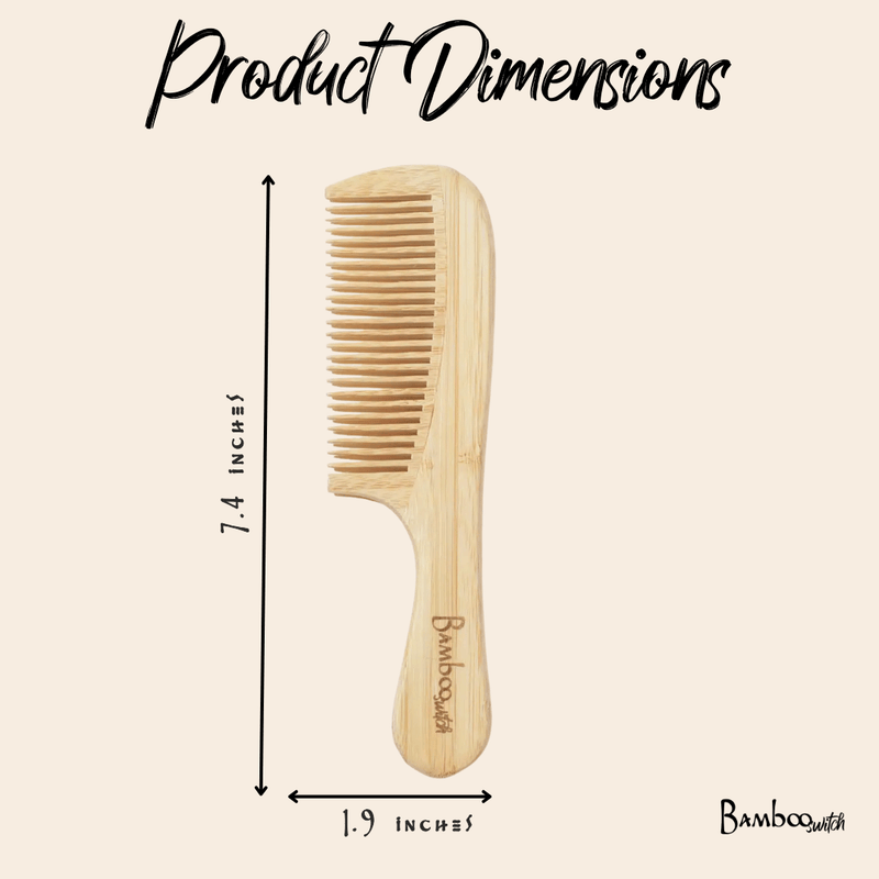 Bamboo Wide Tooth Comb with Handle | Pointed Tips, photo 6 of 6