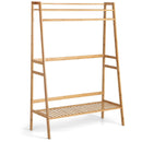 Bamboo Clothing Rack with Storage Shelves-Natural by LJGDeals