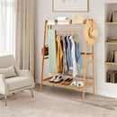 Bamboo Clothing Rack with Storage Shelves-Natural by LJGDeals