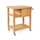 Bamboo Kitchen Trolley Cart with Tower Rack and Drawers by LJGDeals