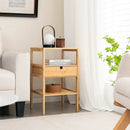 Bamboo Nightstand with Storage Drawer and Slatted Shelf by LJGDeals