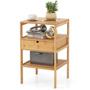 Bamboo Nightstand with Storage Drawer and Slatted Shelf by LJGDeals