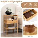 Bamboo Nightstand with Storage Drawer and Slatted Shelf by LJGDeals