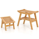 Bamboo Shower Seat Bench with Underneath Storage Shelf-Natural by LJGDeals