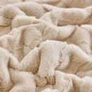 GobekUsa Banana Leaf Jacquard Faux Rabbit Fur Double Layer Lamb Bedspread