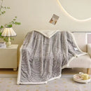GobekUsa Banana Leaf Jacquard Faux Rabbit Fur Double Layer Lamb Bedspread