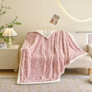 GobekUsa Banana Leaf Jacquard Faux Rabbit Fur Double Layer Lamb Bedspread