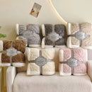 GobekUsa Banana Leaf Jacquard Faux Rabbit Fur Double Layer Lamb Bedspread