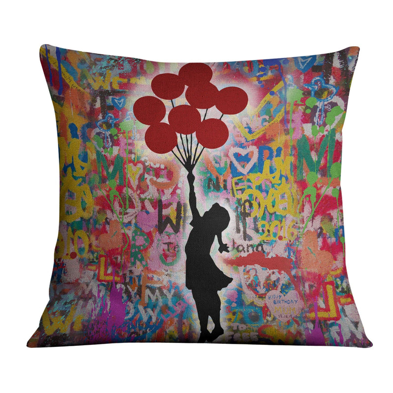 Banksy Balloon Girl Graffiti Cushion