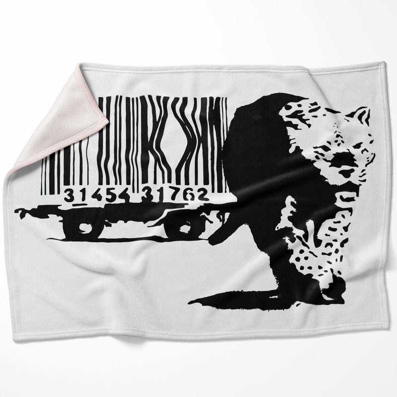 Banksy Barcode Leopard Blanket