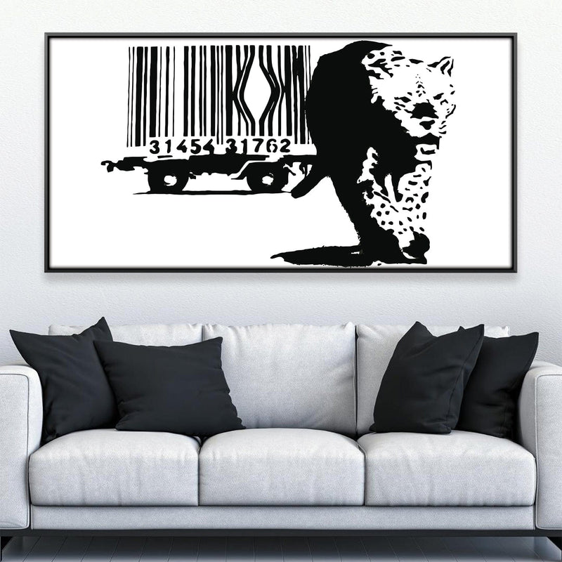 Banksy Barcode Leopard Canvas