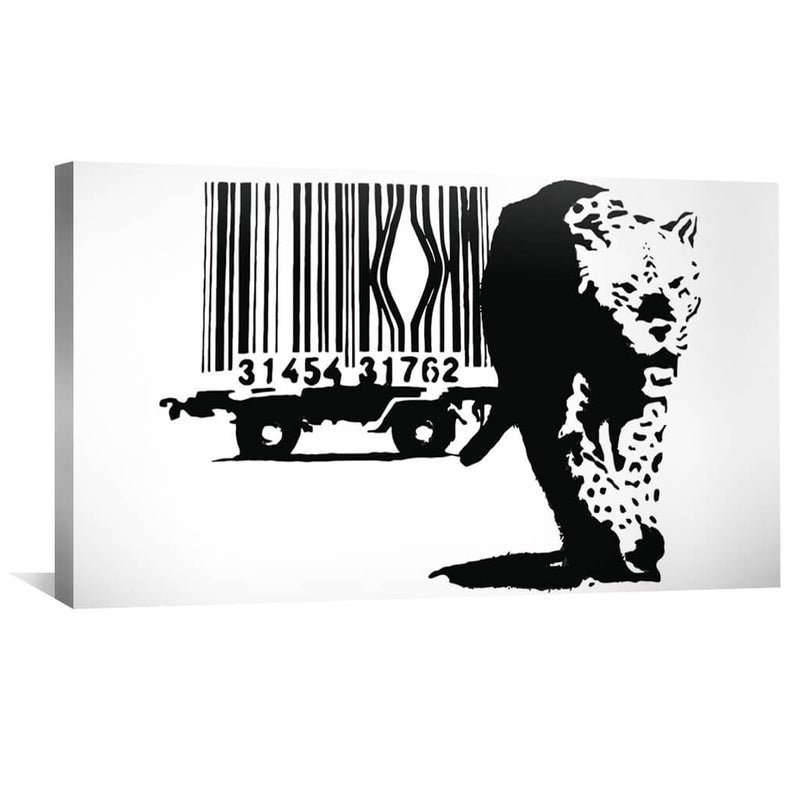 Banksy Barcode Leopard Canvas