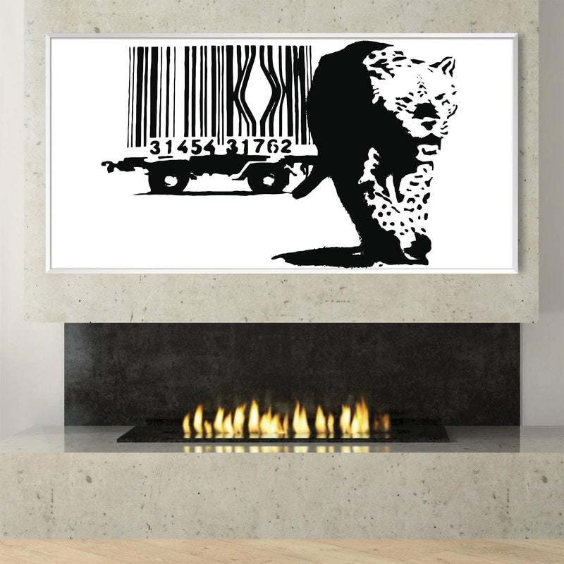 Banksy Barcode Leopard Canvas