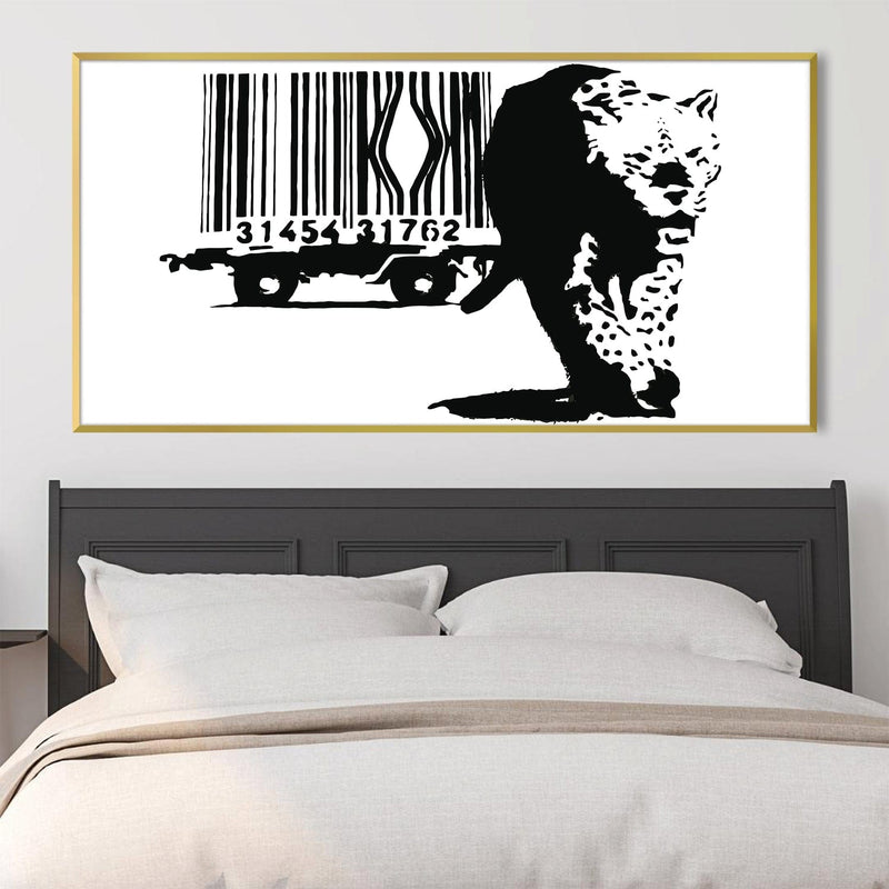 Banksy Barcode Leopard Canvas