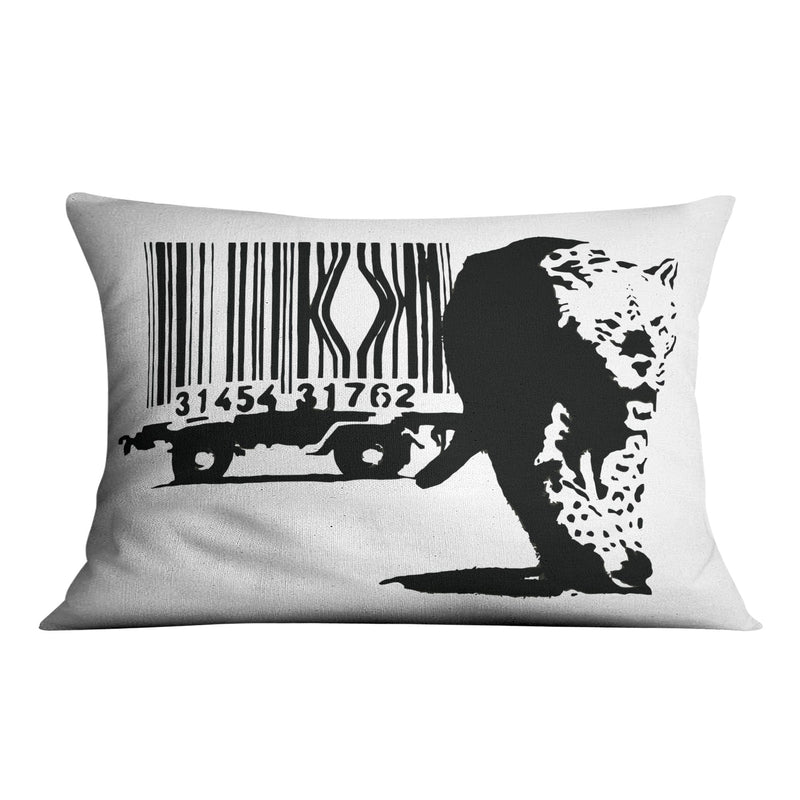 Banksy Barcode Leopard Cushion