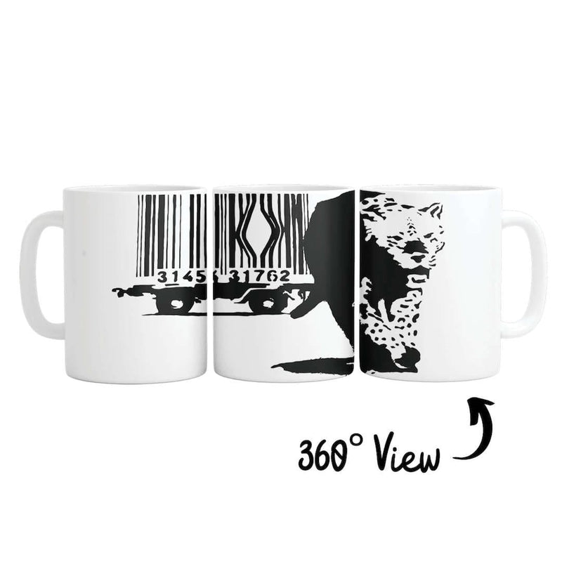 Banksy Barcode Leopard Mug