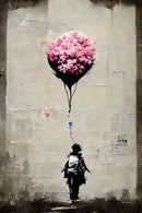 Banksy girl with balloon canvas print set of 6 living room wall art by Decorbites