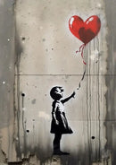Banksy girl with balloon canvas print set of 6 living room wall art by Decorbites
