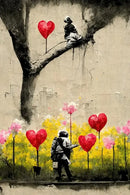 Banksy girl with balloon canvas print set of 6 living room wall art by Decorbites