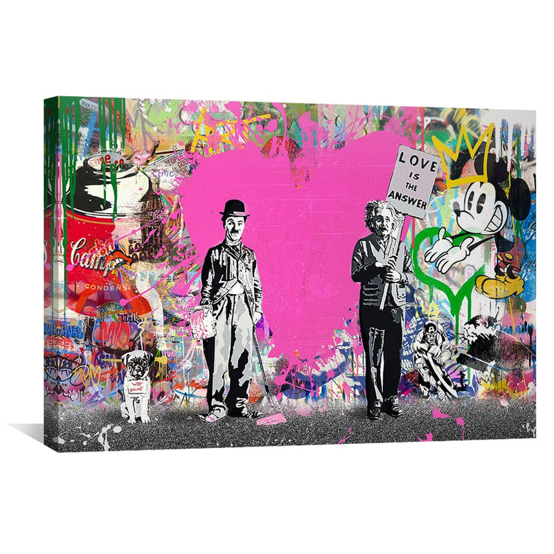 Banksy Chaplin and Einstein Canvas