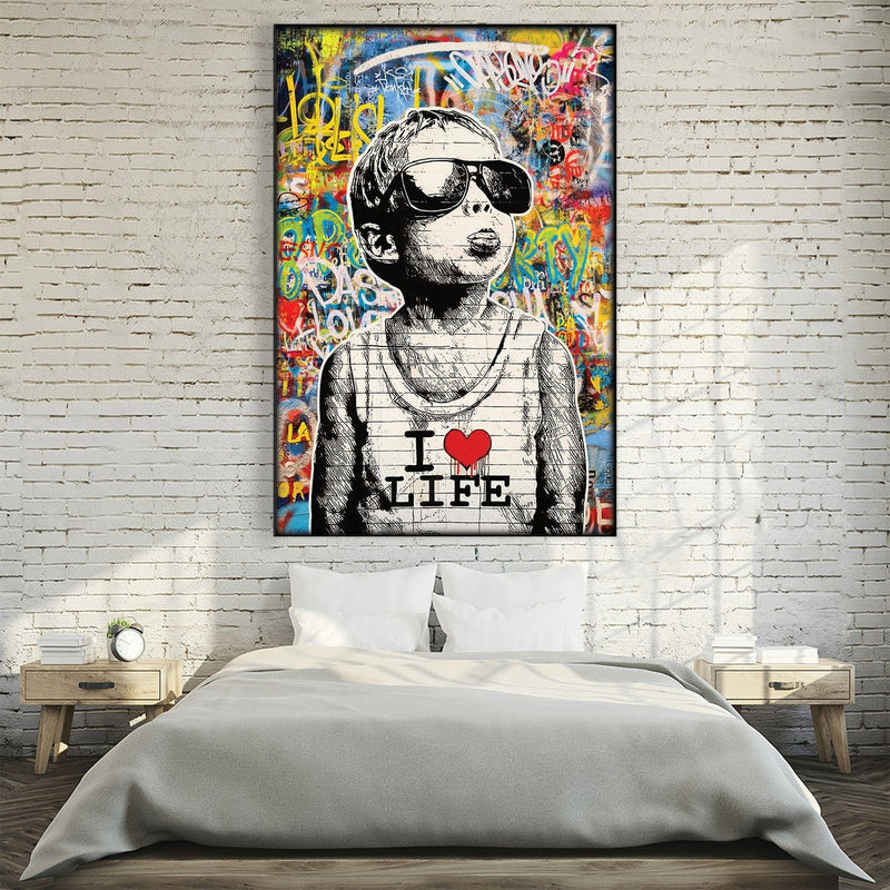 Banksy Child Loves Life Easy Build Frame