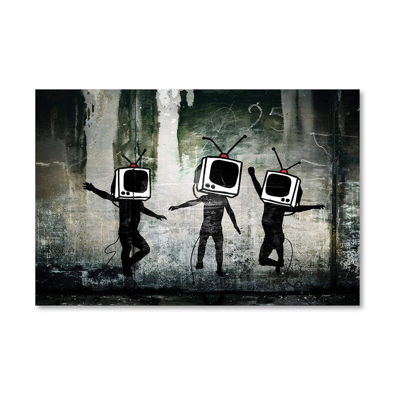 Banksy Dancing TV Heads Canvas