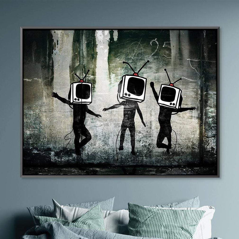 Banksy Dancing TV Heads Canvas