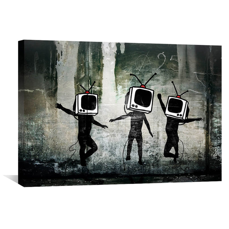 Banksy Dancing TV Heads Canvas