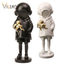 Banksy deep diver sculpture black & white resin statue living room decor by Decorbites
