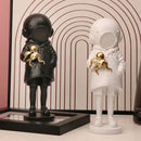 Banksy deep diver sculpture black & white resin statue living room decor by Decorbites