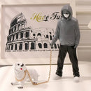 Banksy dog walker black & white resin statue living room street art by Decorbites