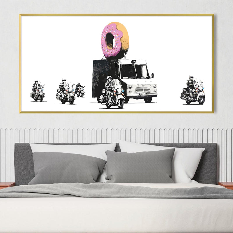 Banksy Doughnut Police Escort Canvas