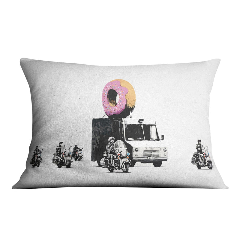 Banksy Doughnut Police Escort Cushion