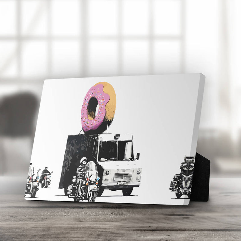 Banksy Doughnut Police Escort Desktop Canvas