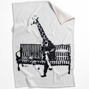 Banksy Giraffe on a Bench Blanket