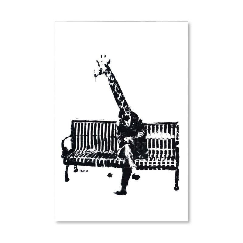 Banksy Giraffe on a Bench Canvas