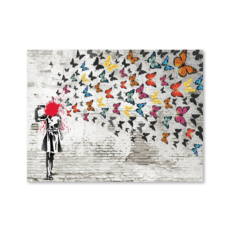 Banksy Girl Shooting Butterflies Canvas